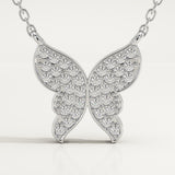 0.094 TCW Round Lab-Grown Diamond Butterfly Charm Necklace