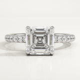2.0 CT Asscher Cut Pave Lab-Grown Diamond Engagement Ring