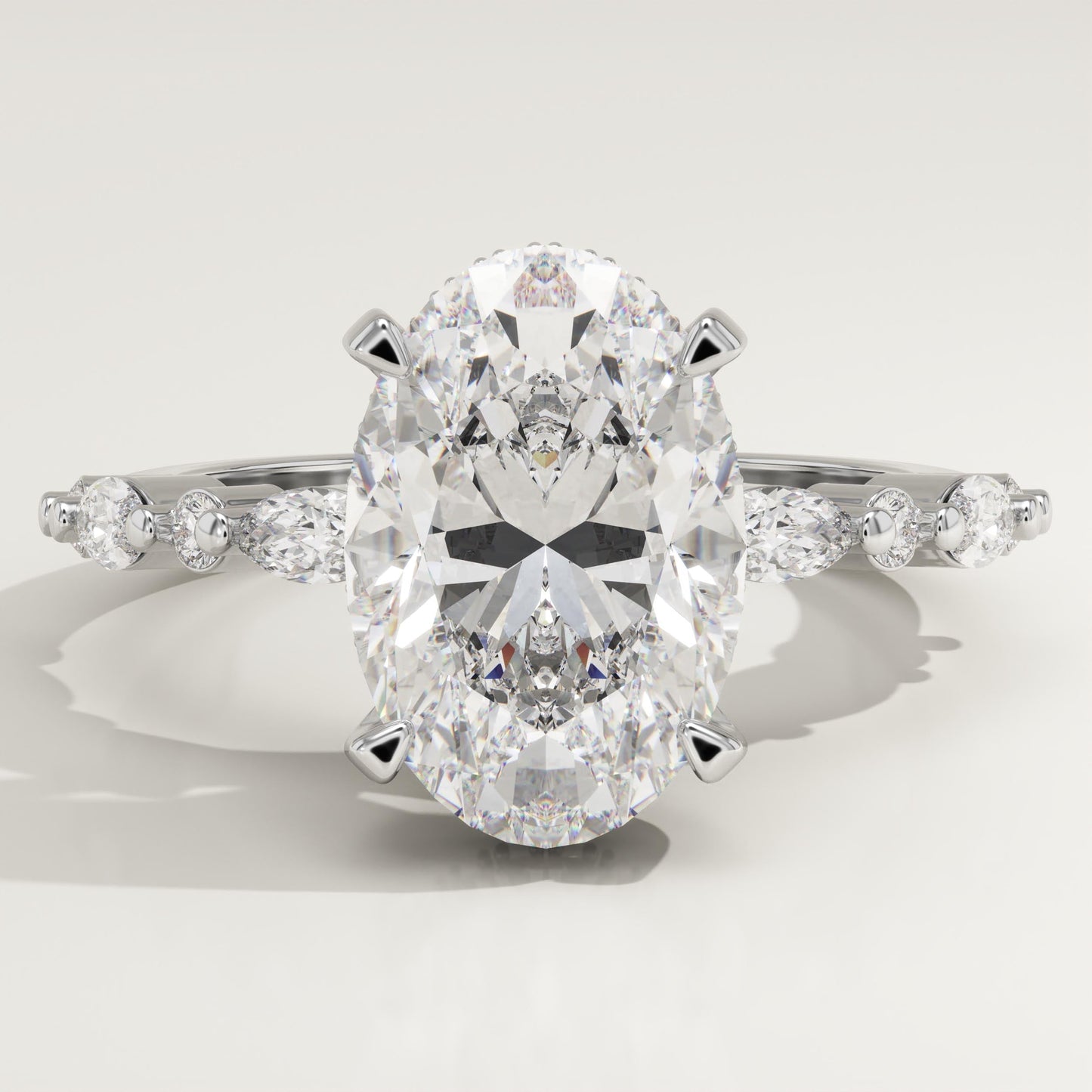 Oval Cut Hidden Halo & Pave Lab-Grown Diamond Engagement Ring