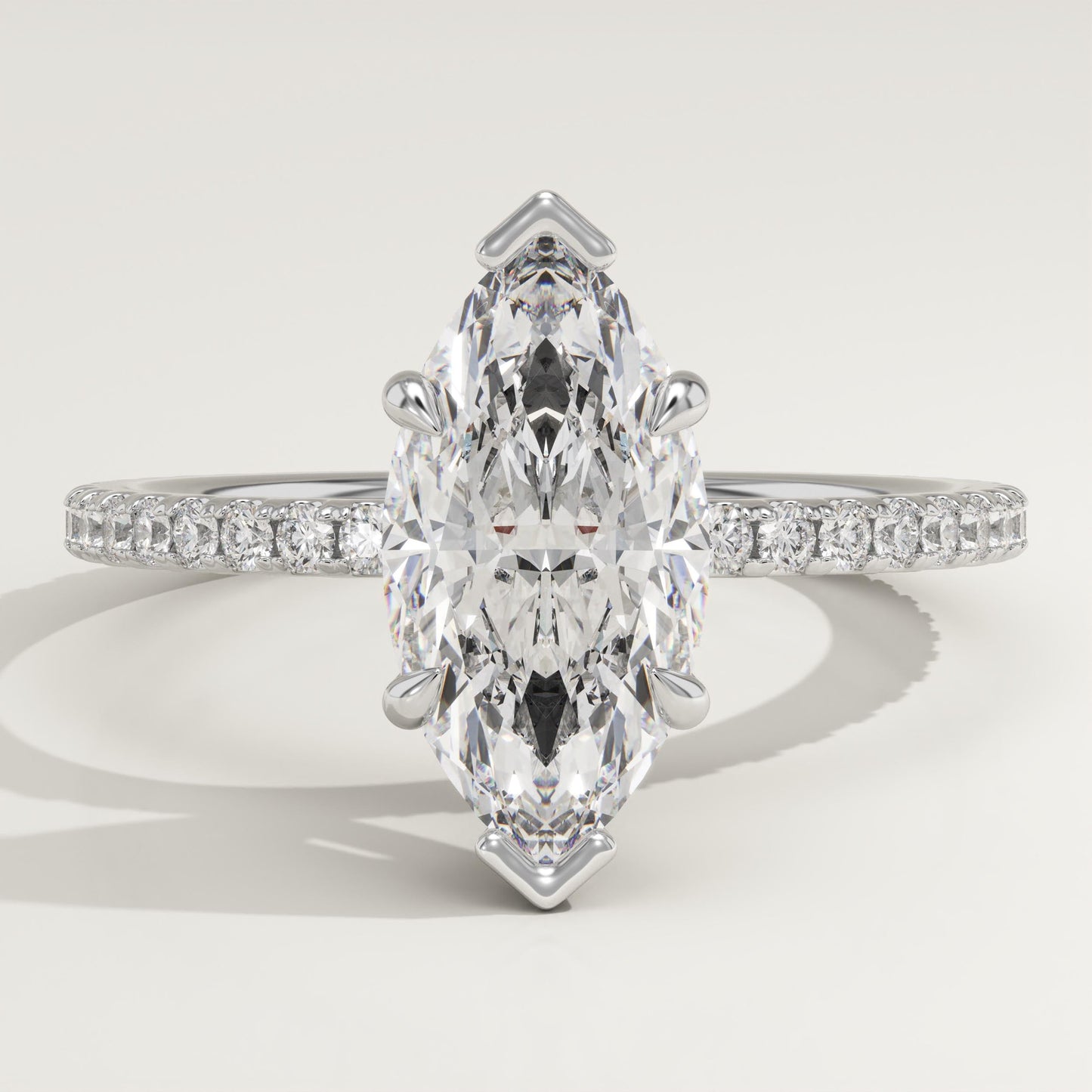 Marquise Cut Pave Lab-Grown Diamond Engagement Ring