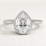 1.25 CT Pear Cut Bezel Lab-Grown Diamond Engagement Ring