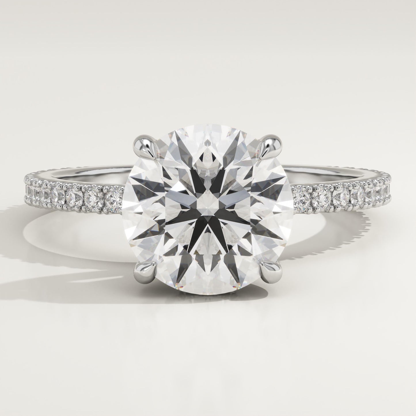 Round Cut Hidden Halo & Pave Lab-Grown Diamond Engagement Ring