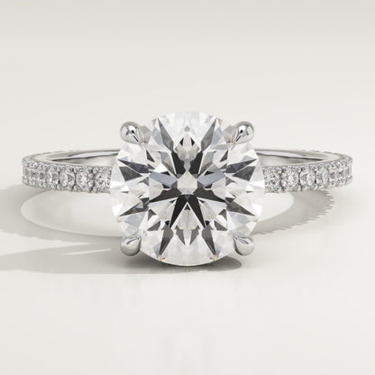 Round Cut Hidden Halo & Pave Lab-Grown Diamond Engagement Ring