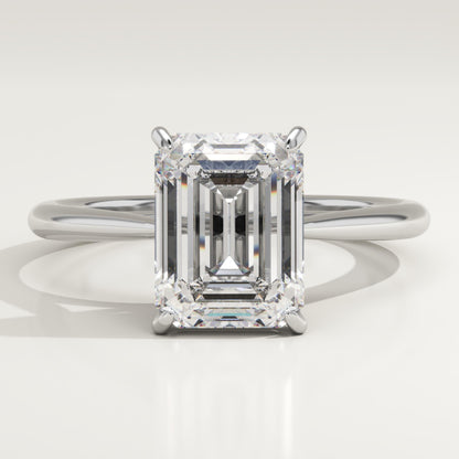 Emerald Cut Solitaire Cathedral Lab-Grown Diamond Engagement Ring