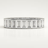 0.44 TCW Baguette Cut Lab-Grown Diamond Half Eternity Bezel Wedding Band