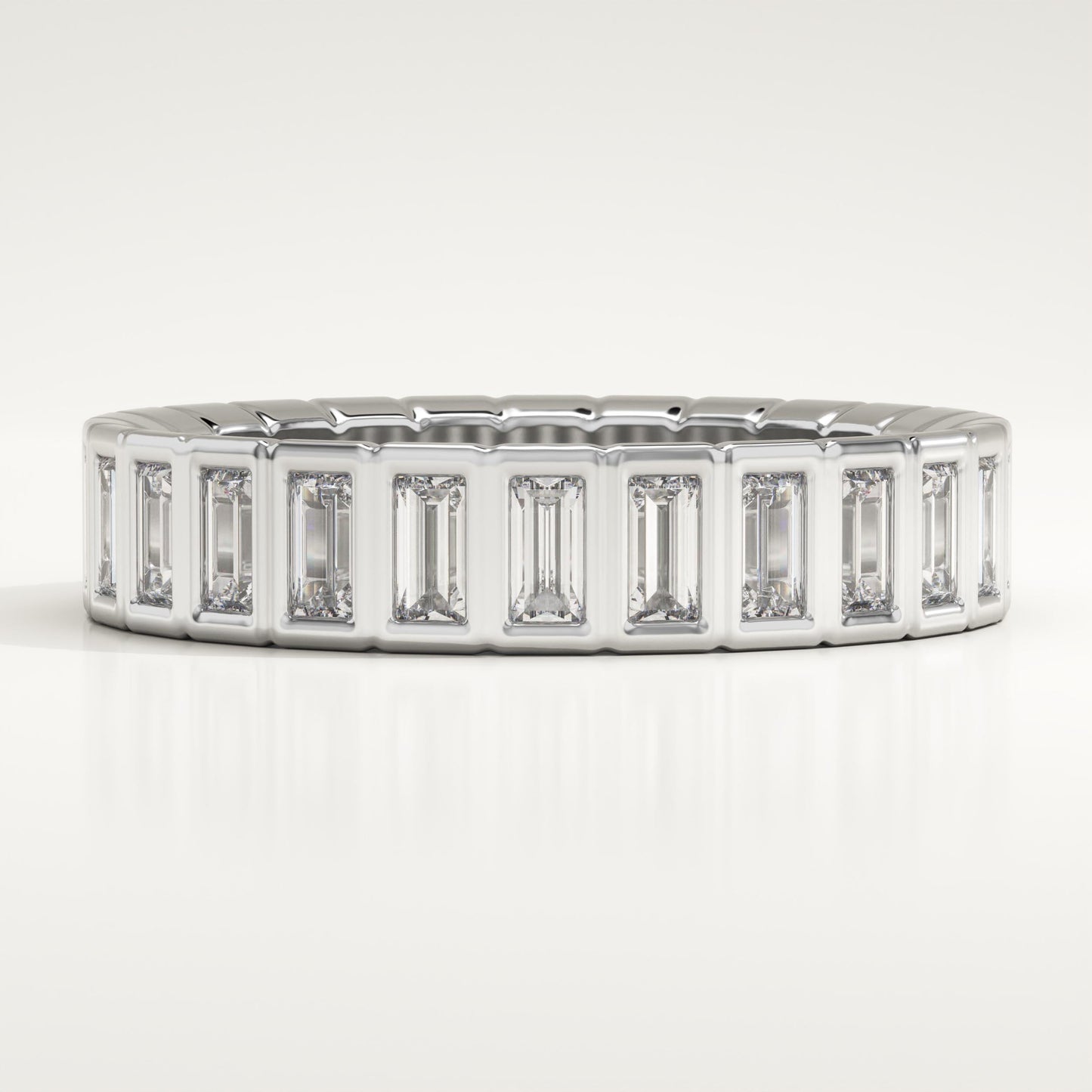 0.44 TCW Baguette Lab-Grown Diamond Half Eternity Bezel Wedding Band