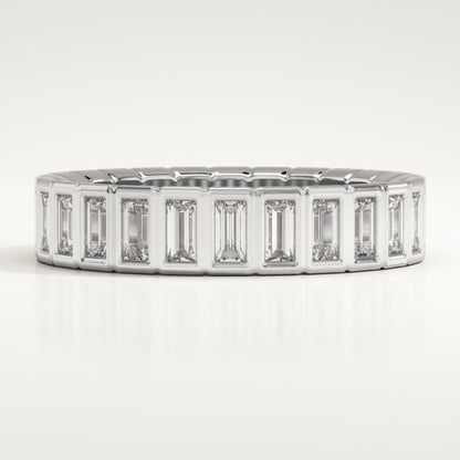 0.44 TCW Baguette Lab-Grown Diamond Half Eternity Bezel Wedding Band