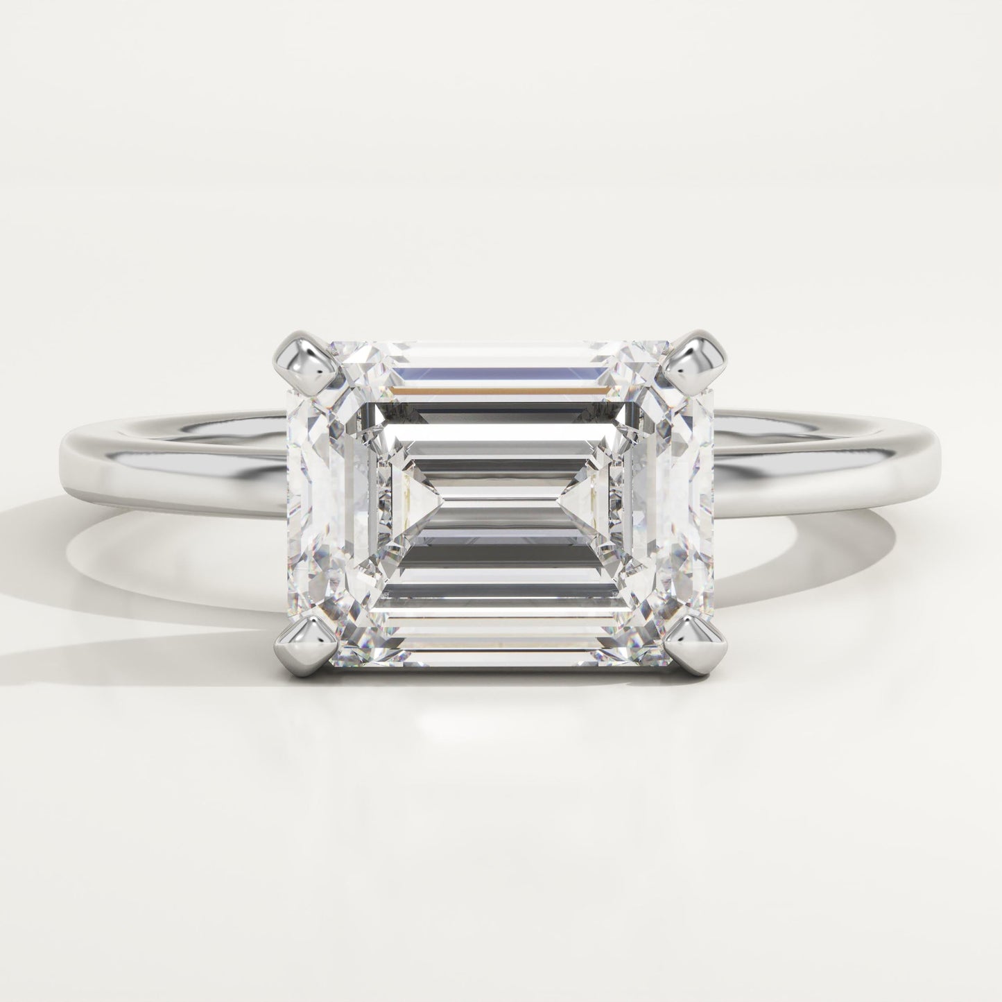 East-West Emerald Cut Solitaire Lab-Grown Diamond Engagement Ring