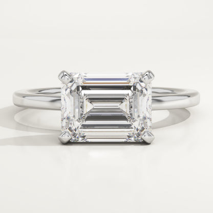 East-West Emerald Cut Solitaire Lab-Grown Diamond Engagement Ring