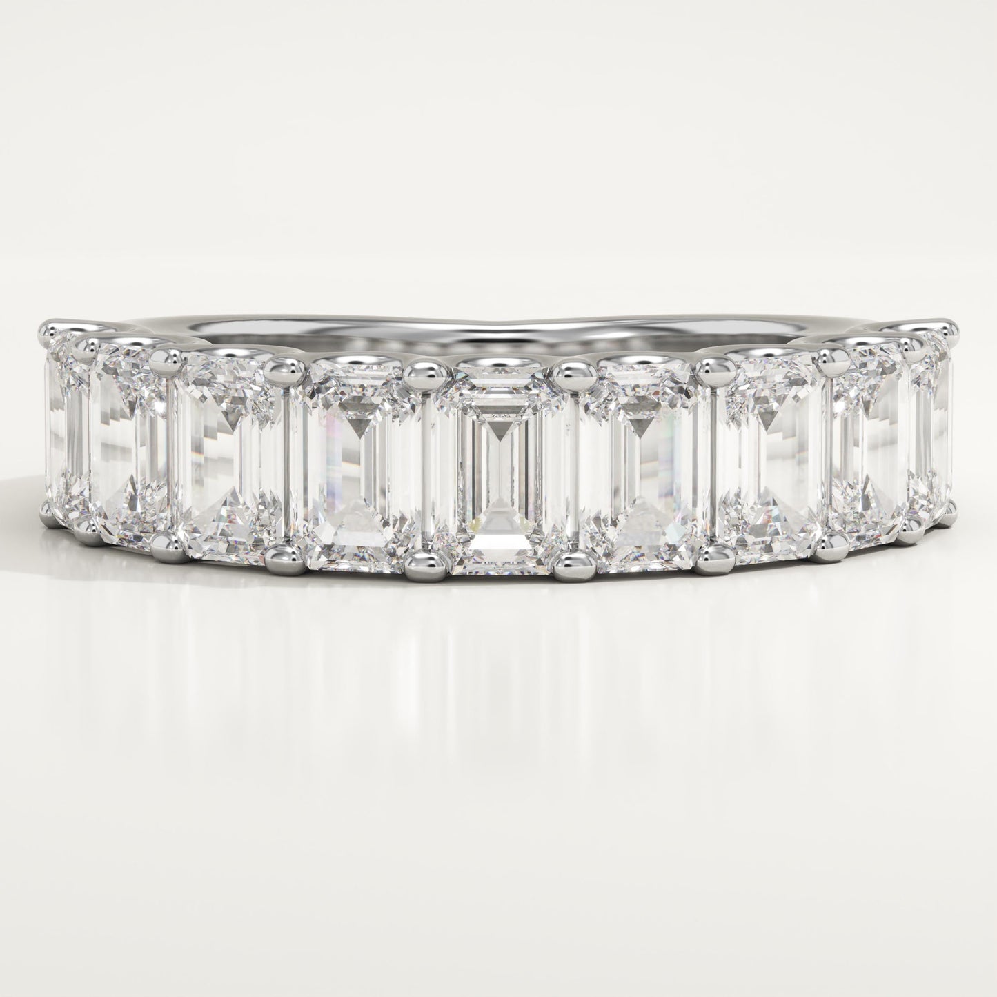 1.8 TCW Emerald Lab-Grown Diamond Half Eternity Wedding Band