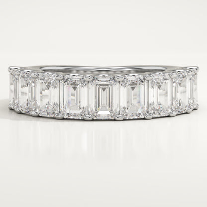 1.8 TCW Emerald Lab-Grown Diamond Half Eternity Wedding Band