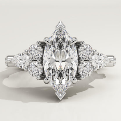 Marquise Cut Cluster Lab-Grown Diamond Engagement Ring