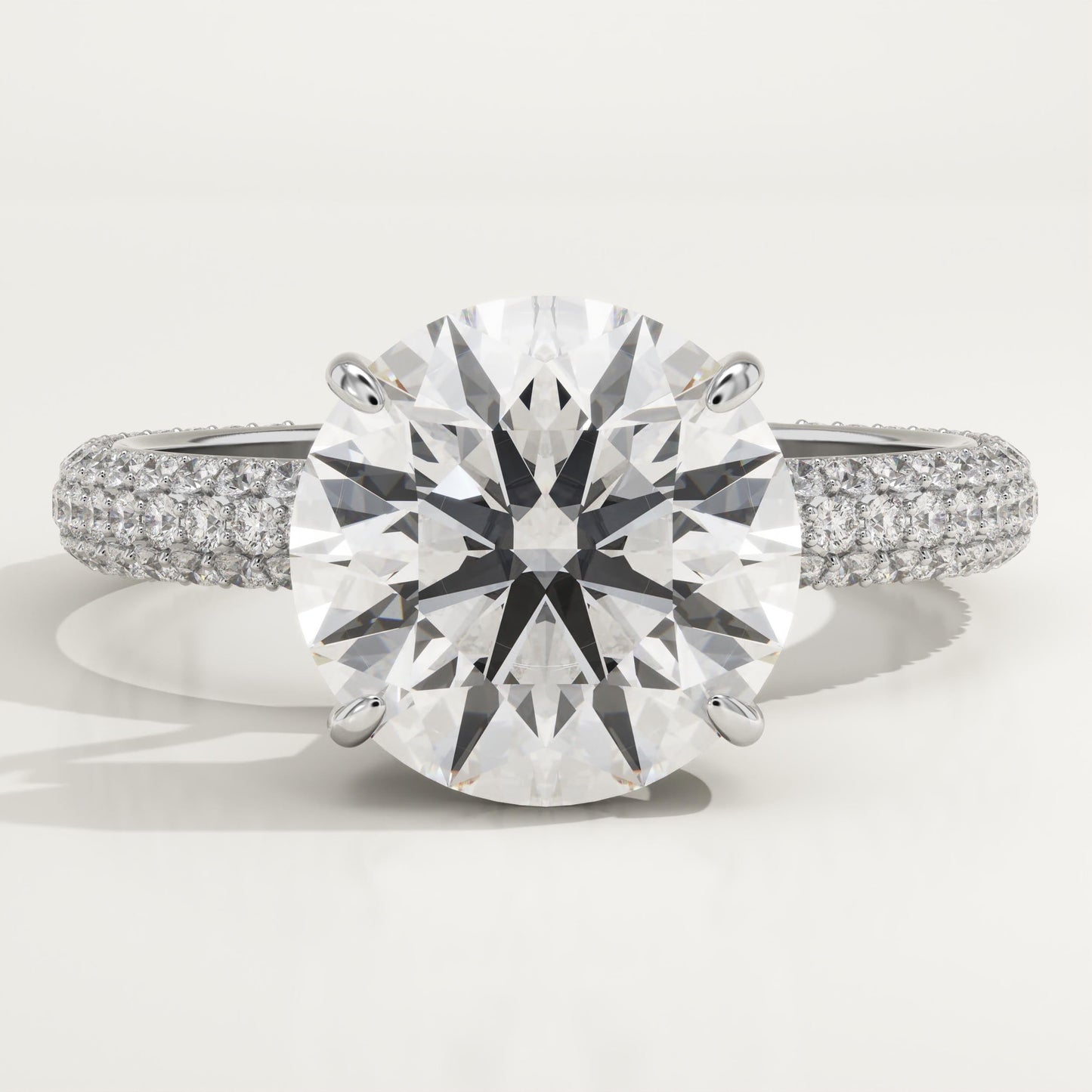 Round Cut Hidden Halo & Triple Pave Lab-Grown Diamond Engagement Ring