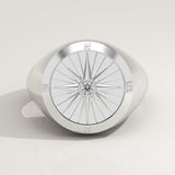 0.04 CT Round Shaped Compass Lab-Grown Diamond Engagement Ring For Men