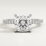 2.0 CT Cushion Cut Pave Lab-Grown Diamond Engagement Ring