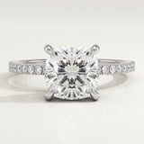 2.0 CT Cushion Cut Pave Lab-Grown Diamond Engagement Ring