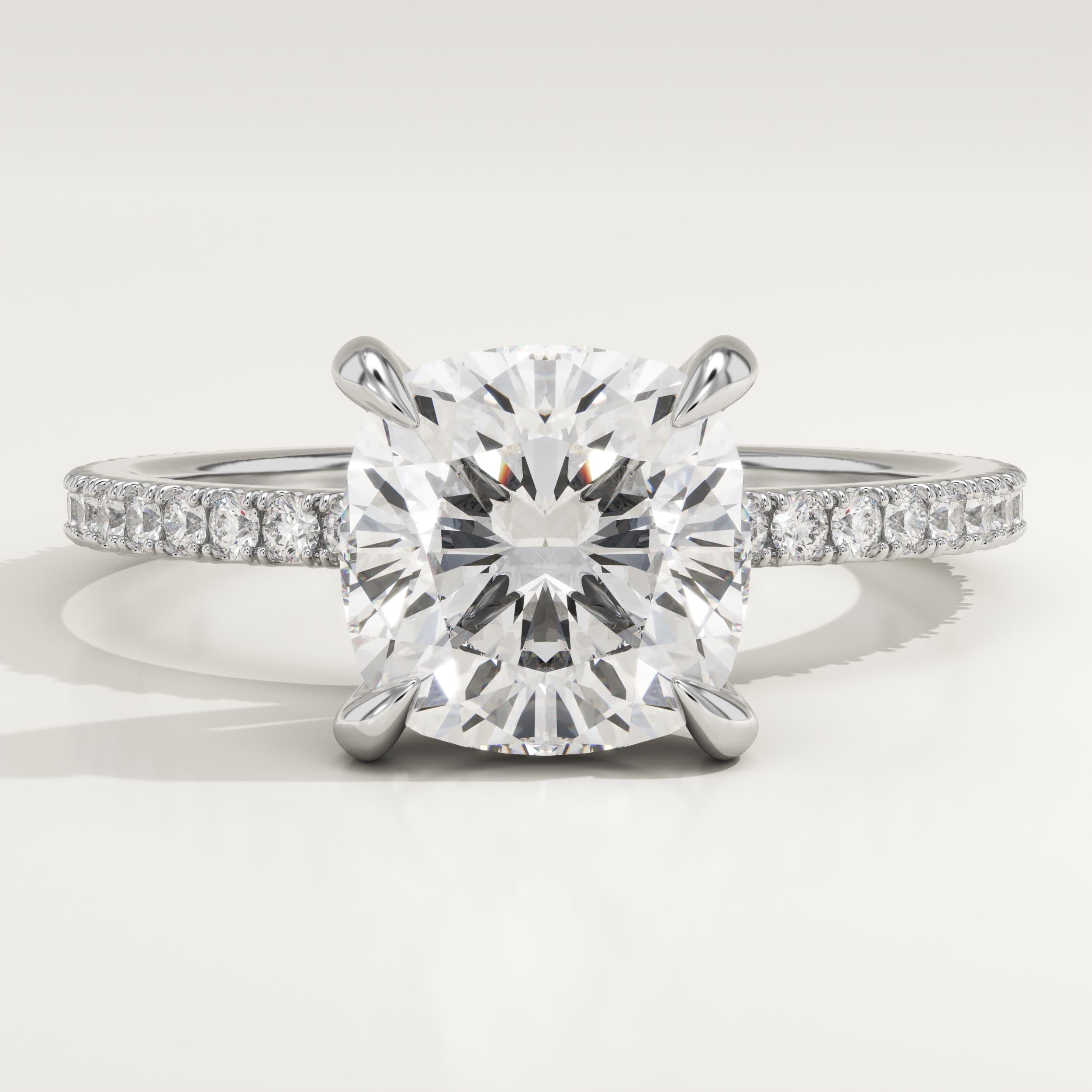 2.0 CT Cushion Cut Pave Lab-Grown Diamond Engagement Ring