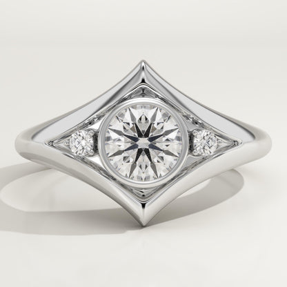 Round Cut Three Stone Lab-Grown Diamond Engagement Ring