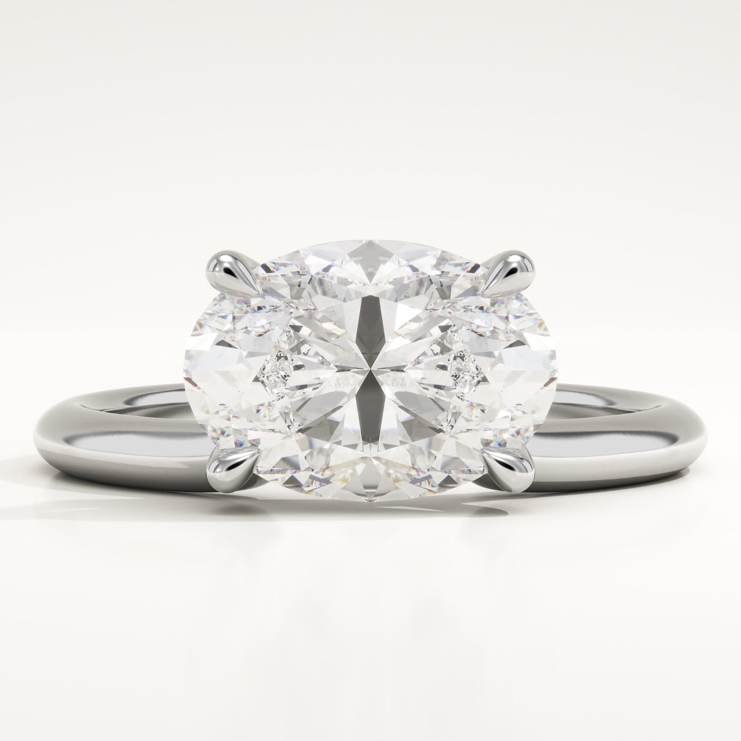 East-West Oval Cut Solitaire Lab-Grown Diamond Engagement Ring