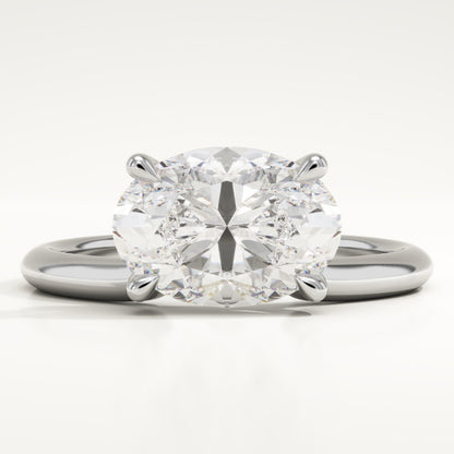 East-West Oval Cut Solitaire Lab-Grown Diamond Engagement Ring