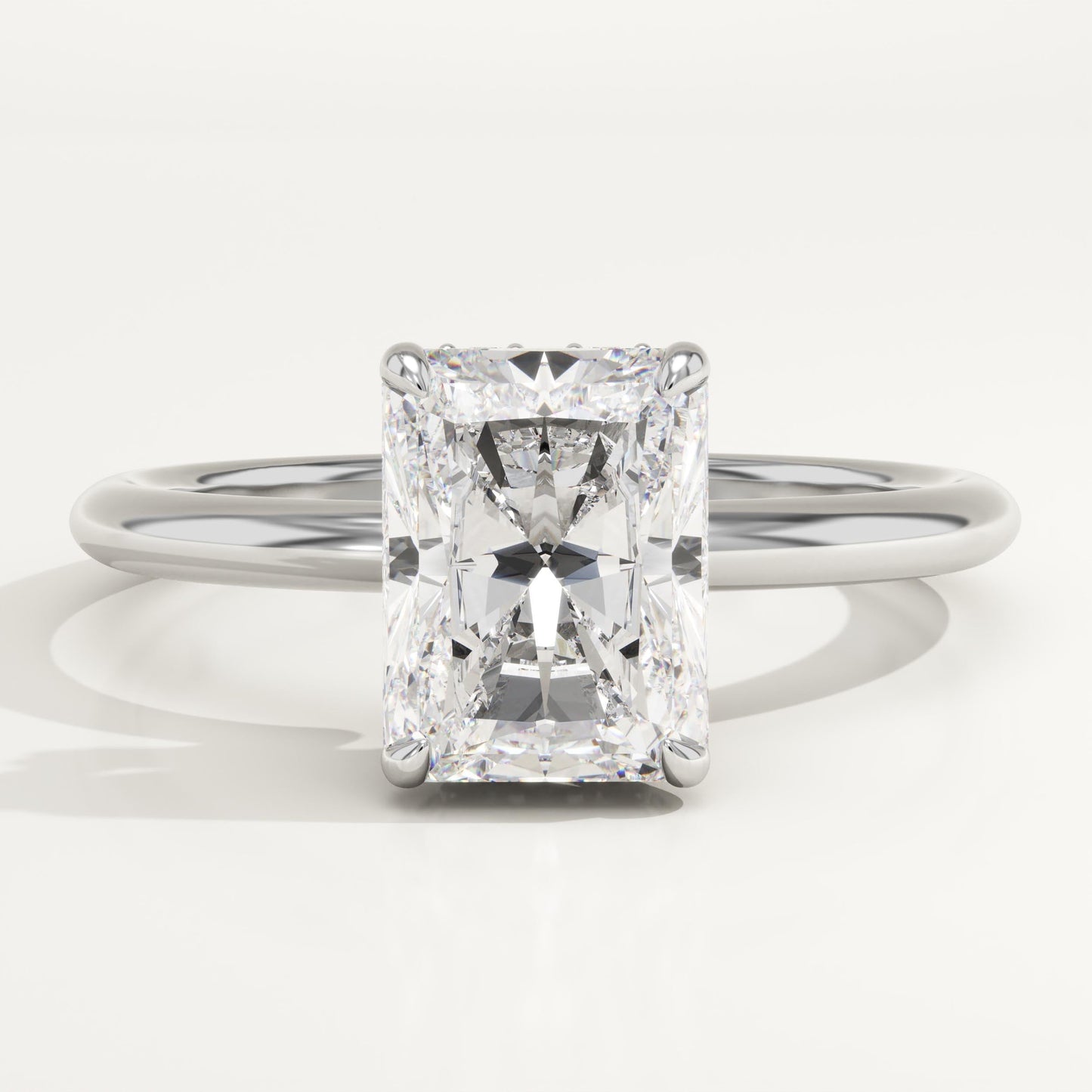2 CT Radiant Cut Hidden Halo Moissanite Engagement Ring