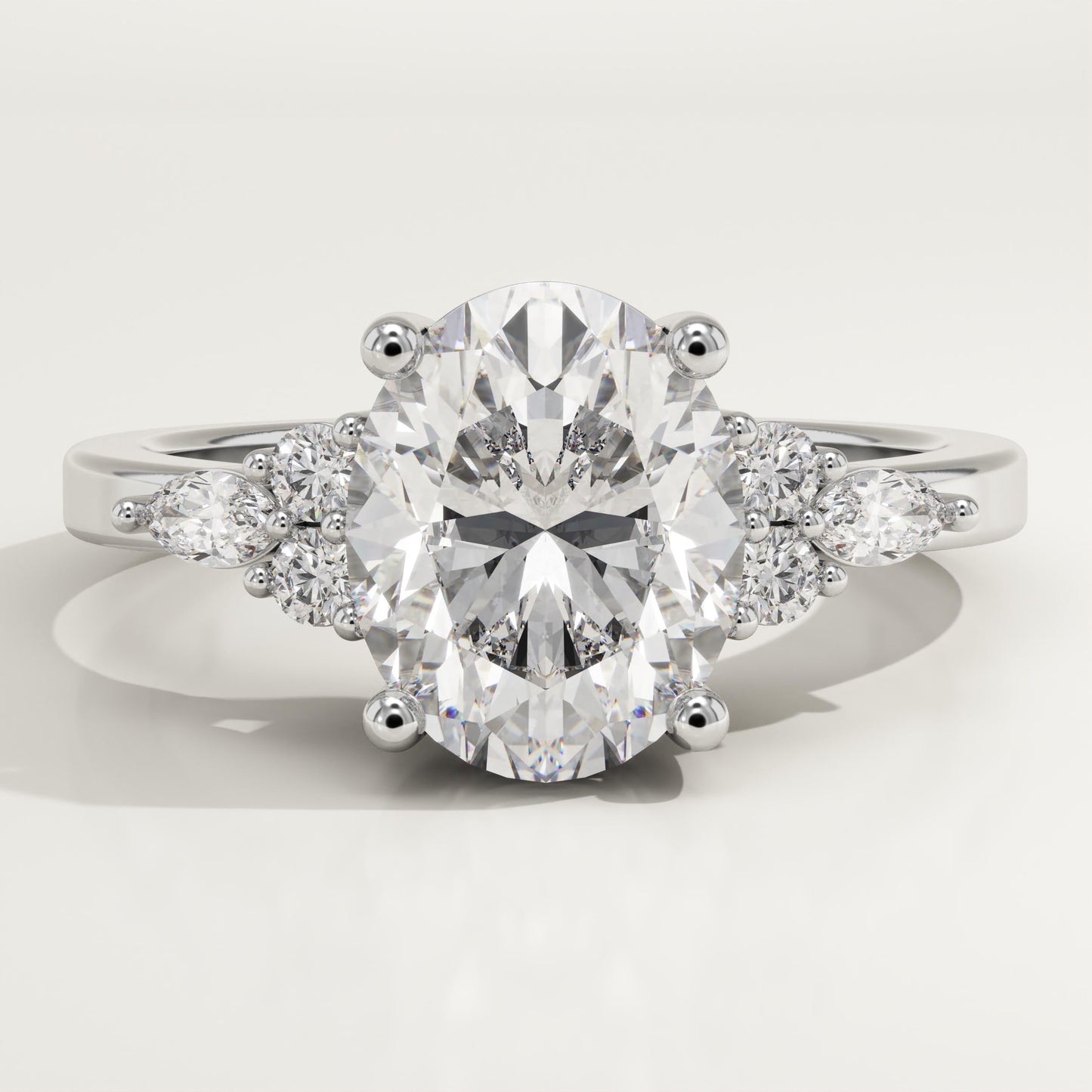 Oval Cut Cluster Lab-Grown Diamond Engagement Ring