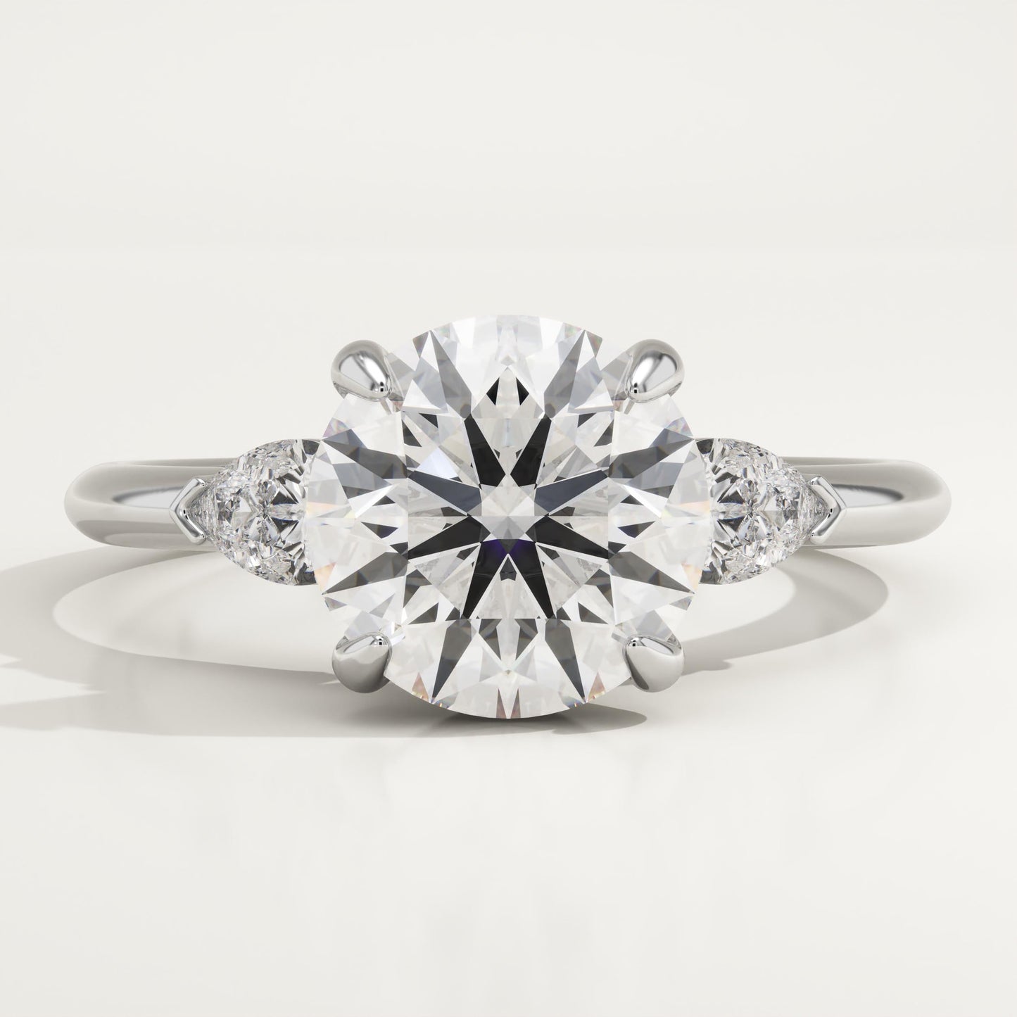 2 CT Round Cut Three Stone Moissanite Engagement Ring