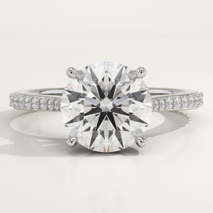 Round Cut Pave Cathedral Lab-Grown Diamond Engagement Ring