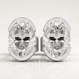 1 TCW Oval Half Bezel Lab-Grown Diamond Stud Earrings