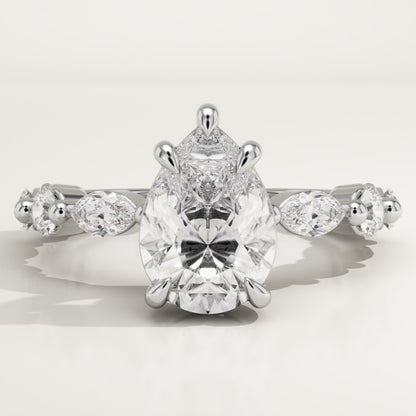 Pear Cut Pave Lab-Grown Diamond Engagement Ring