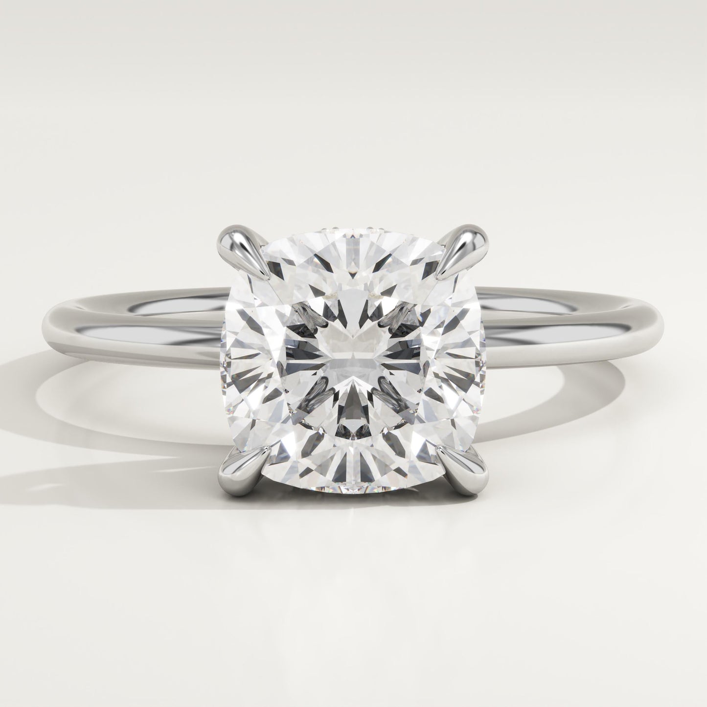 Cushion Cut Hidden Halo Lab-Grown Diamond Engagement Ring