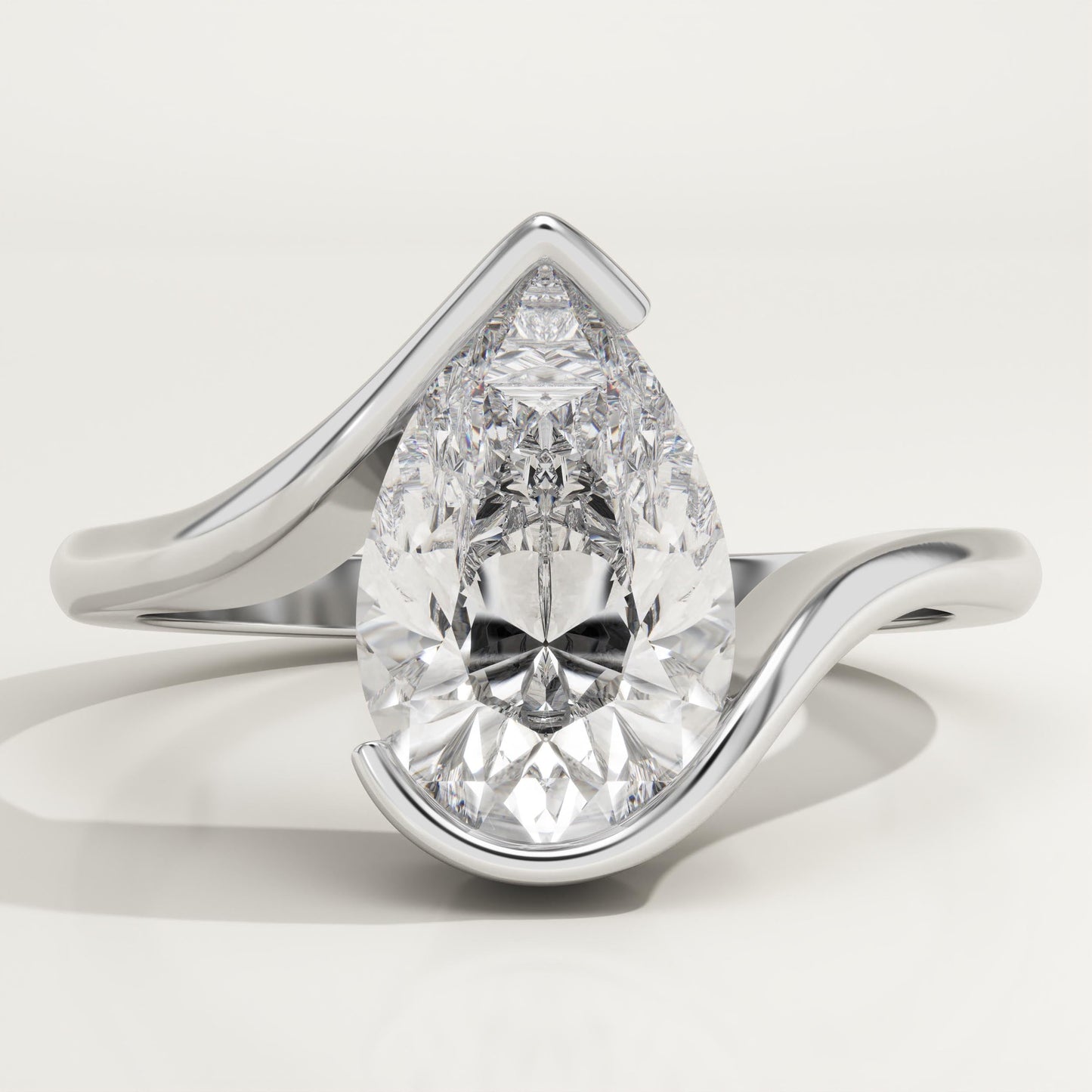 Pear Cut Swirl Lab-Grown Diamond Engagement Ring