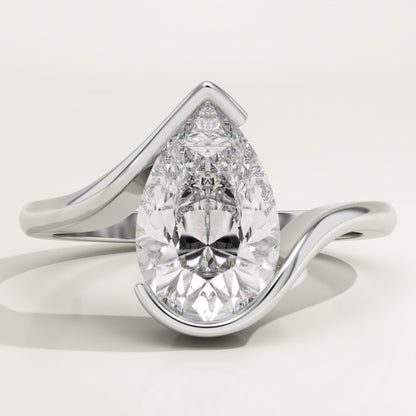 Pear Cut Swirl Lab-Grown Diamond Engagement Ring