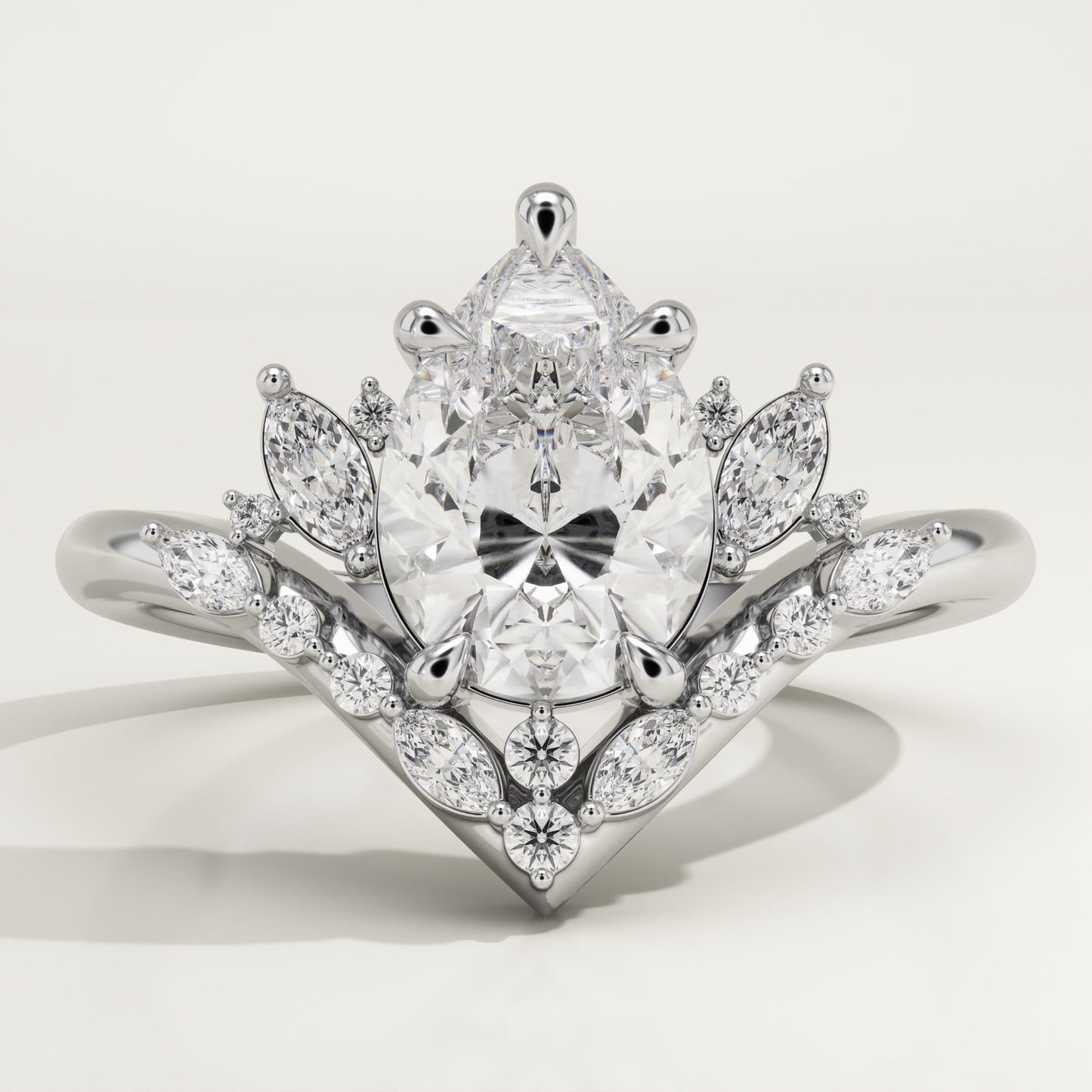 Pear Cut Cluster Lab-Grown Diamond Engagement Ring