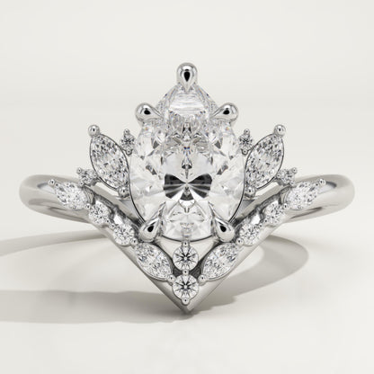 Pear Cut Cluster Lab-Grown Diamond Engagement Ring