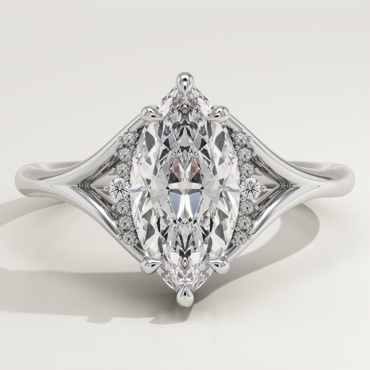 Marquise Cut Cluster Lab-Grown Diamond Engagement Ring