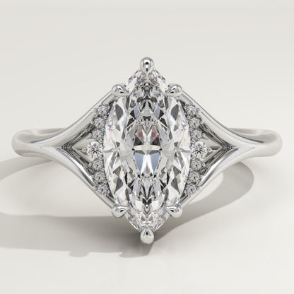 Marquise Cut Cluster Lab-Grown Diamond Engagement Ring