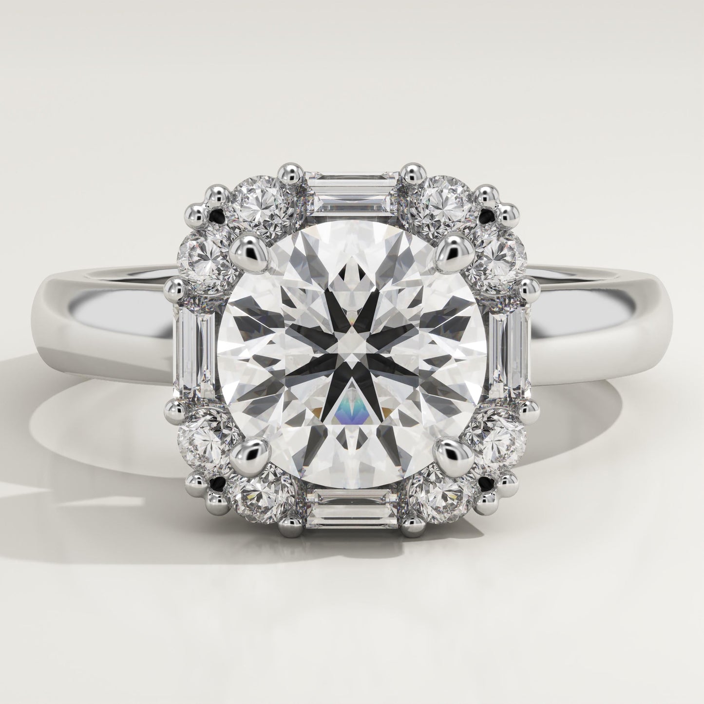 Round Cut Cluster Lab-Grown Diamond Engagement Ring