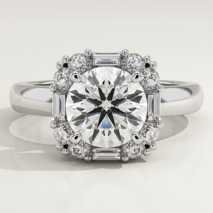Round Cut Cluster Lab-Grown Diamond Engagement Ring