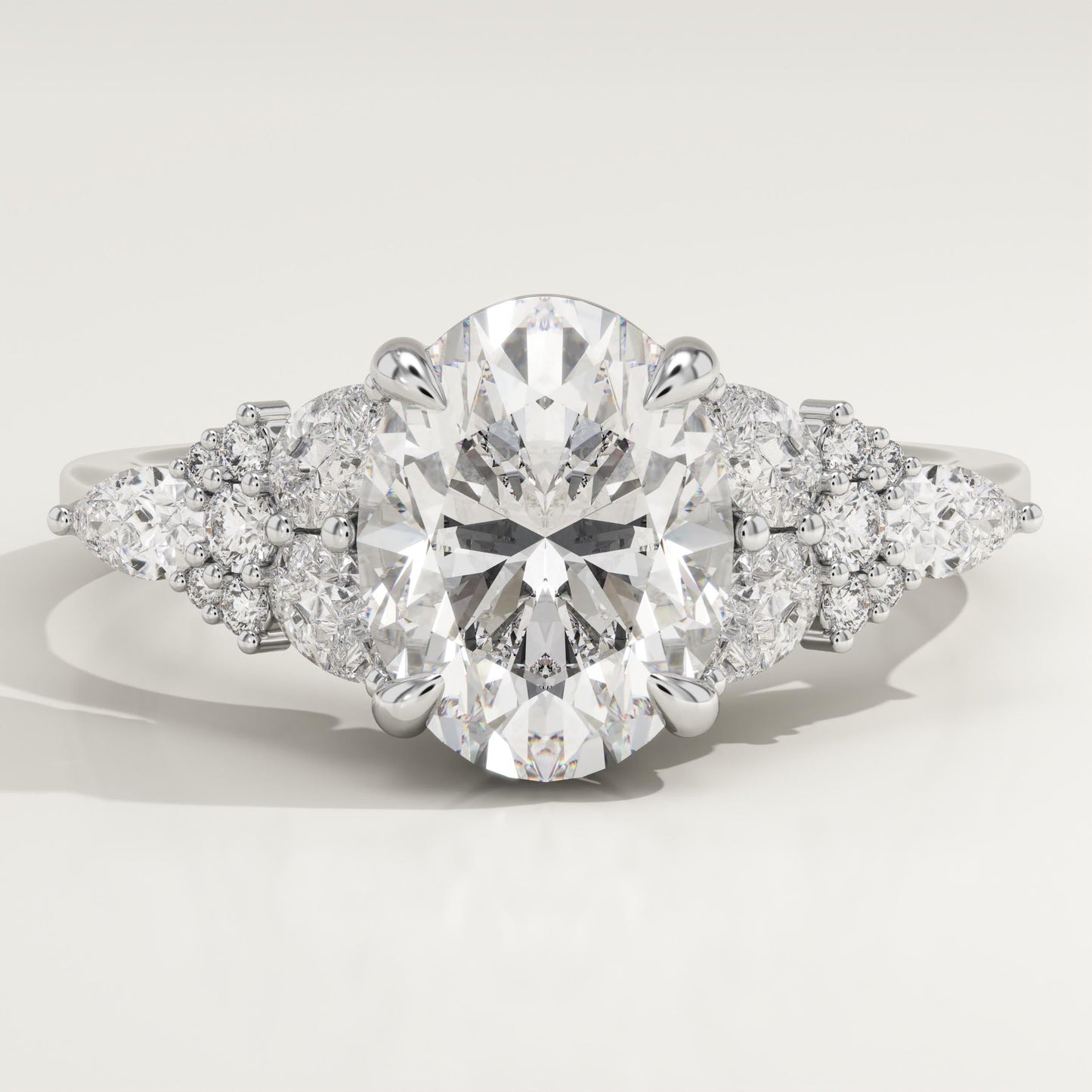 Oval Cut Cluster Lab-Grown Diamond Engagement Ring