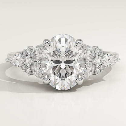 Oval Cut Cluster Lab-Grown Diamond Engagement Ring