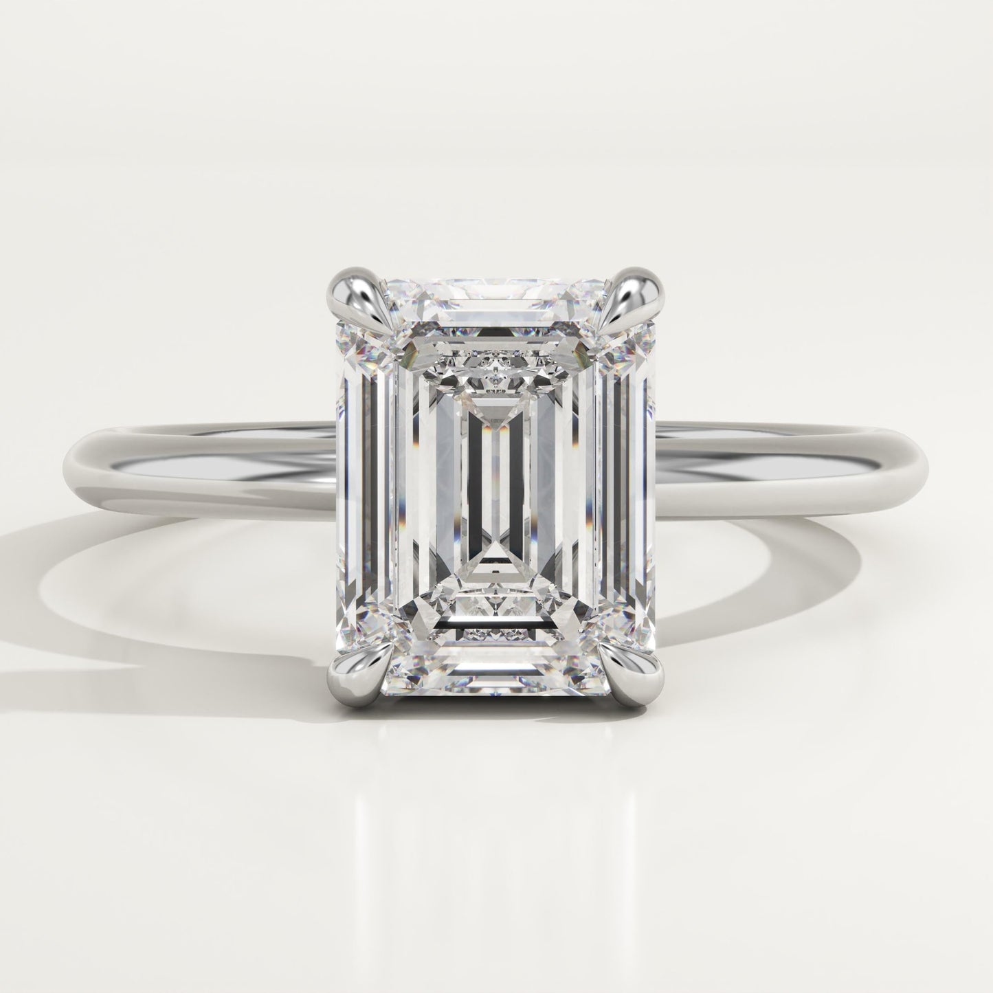2 CT Emerald Cut Solitaire Moissanite Engagement Ring