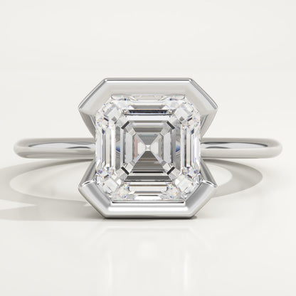 2 CT Asscher Cut Half Bezel Moissanite Engagement Ring