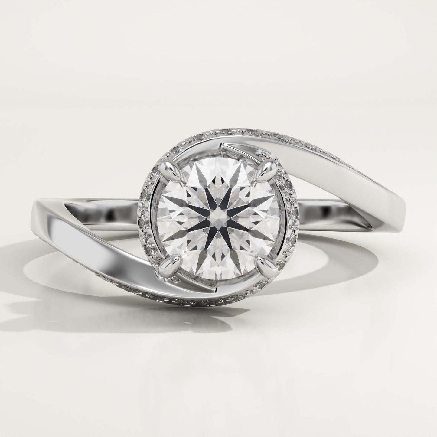 Round Cut Swirl Pave Lab-Grown Diamond Engagement Ring