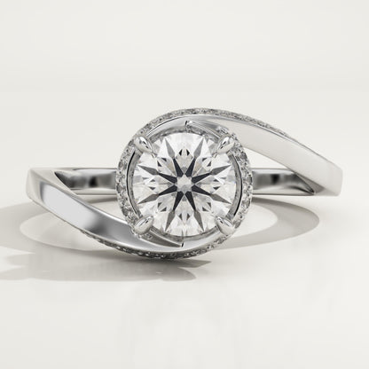 Round Cut Swirl Pave Lab-Grown Diamond Engagement Ring