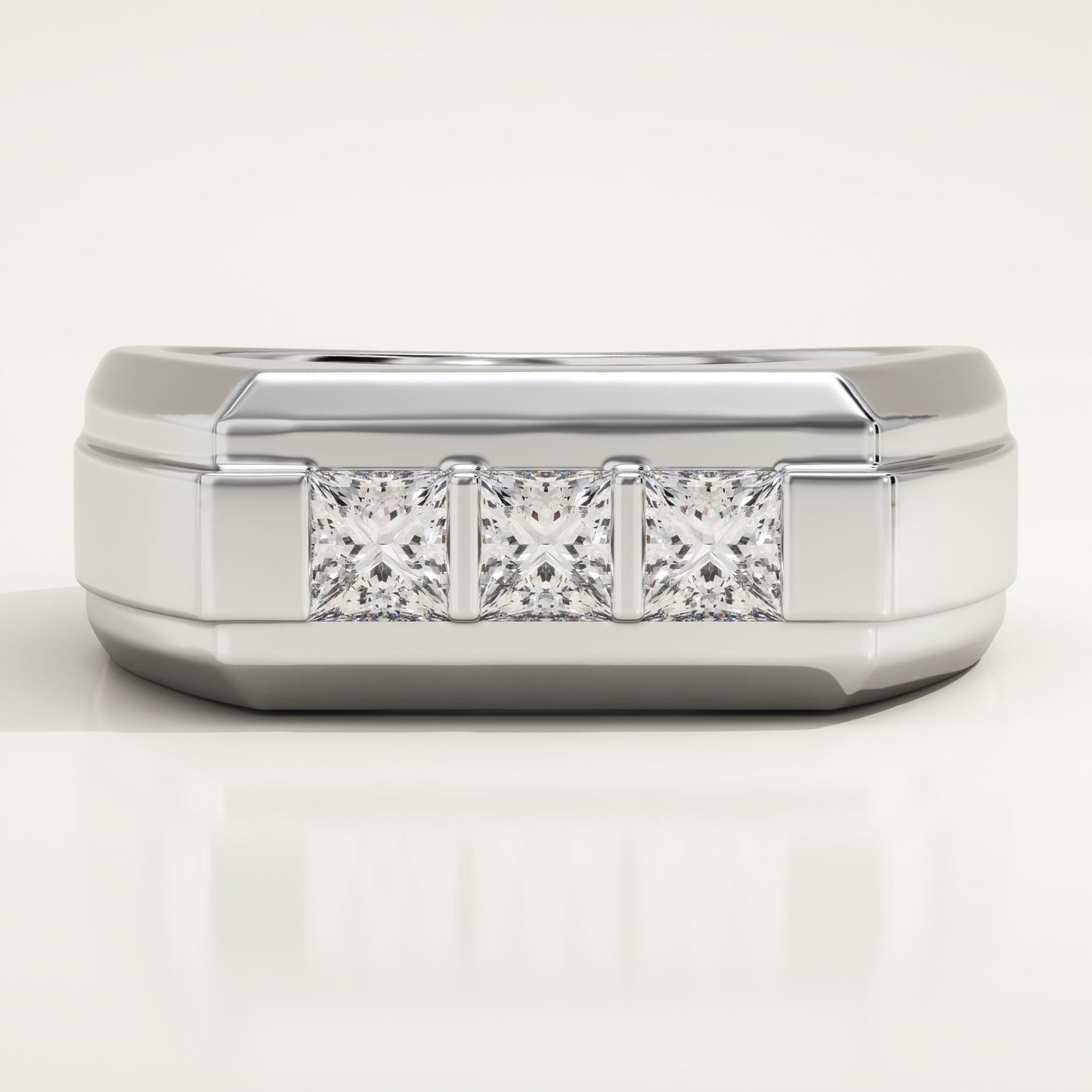 0.536 TCW Princess Lab-Grown Diamond Channel Setting Wedding Band For Men