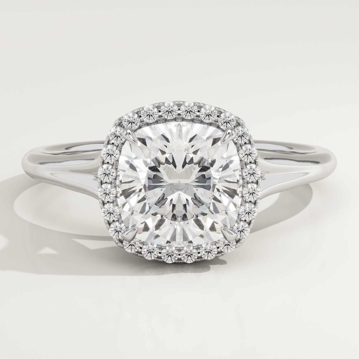 Cushion Cut Halo Split Shank Lab-Grown Diamond Engagement Ring