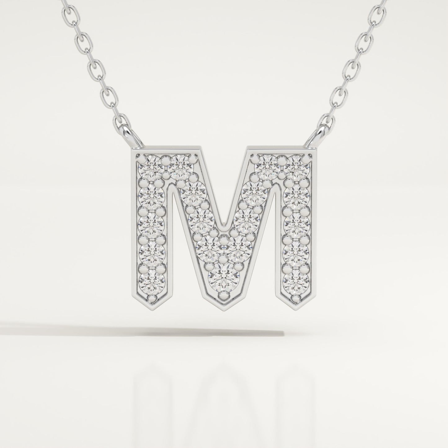 0.202 TCW Round Lab-Grown Diamond M Initial Necklace