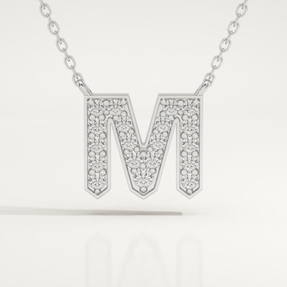 0.202 TCW Round Lab-Grown Diamond M Initial Necklace