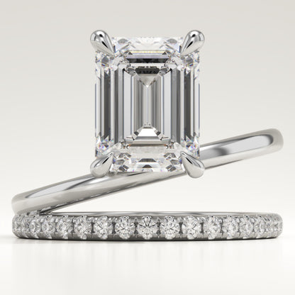Emerald Cut Pave Lab-Grown Diamond Engagement Ring